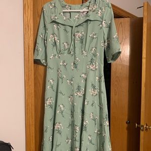 Green Floral 40s style dress from Revivalvintageuk